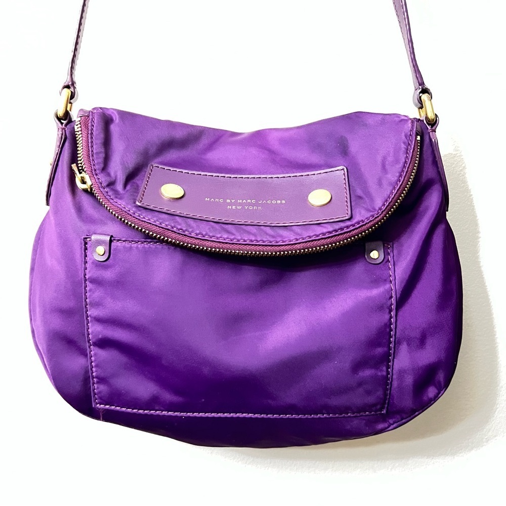 Marc Jacobs Purple Crossbody Bag with Adjustable Strap and Silver Hardware